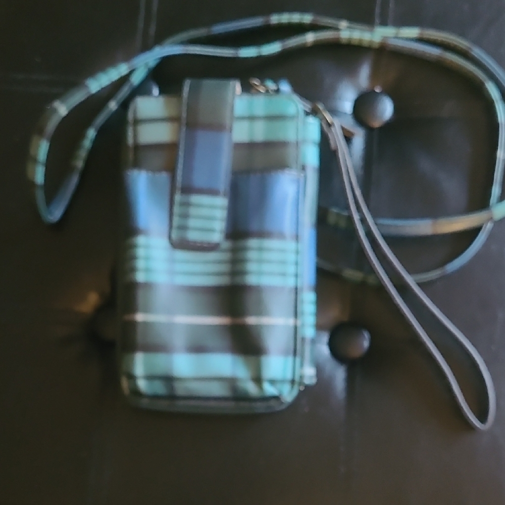 Green and Blue Wallet Cellphone Holder
